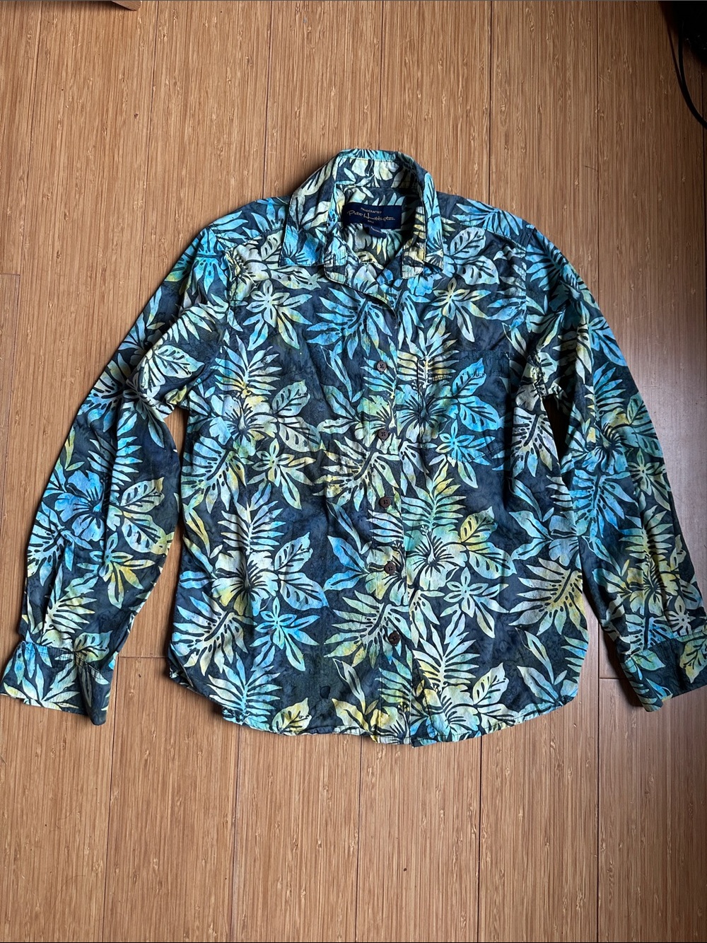 Pete Huntington Women’s Floral Cotton Long Sleeve Shirt Tropical Resort